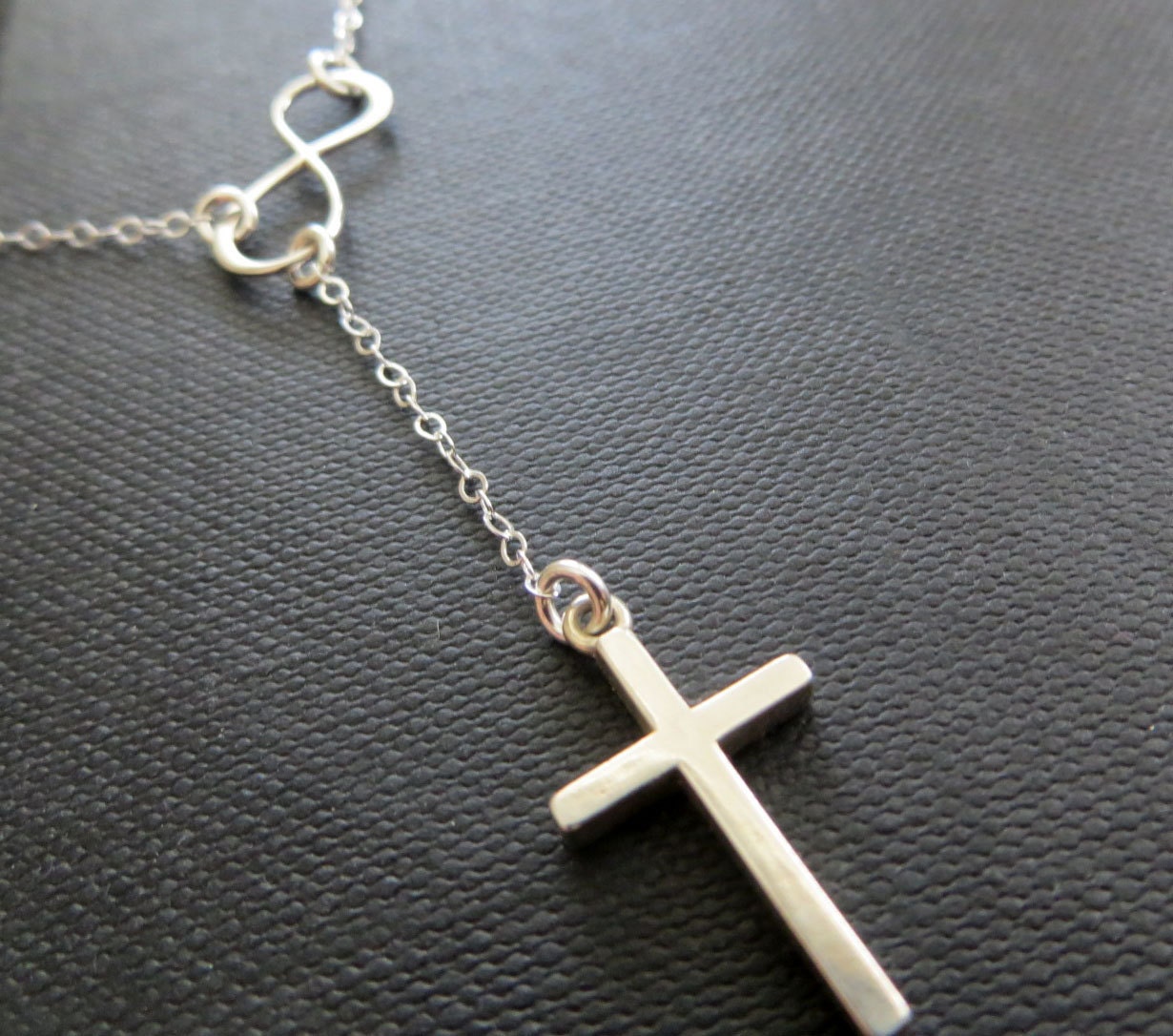 Cross necklace Infinity necklace Cross lariat necklace by NYmetals