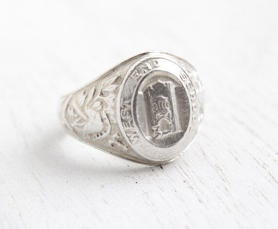 Sale Vintage Sterling Silver Class Ring Art by MaejeanVintage