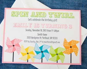 Pinwheel Birthday Party Invitations 9