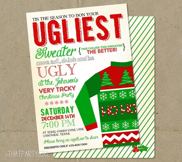 Ugly Sweater Invitations Christmas Party DIY