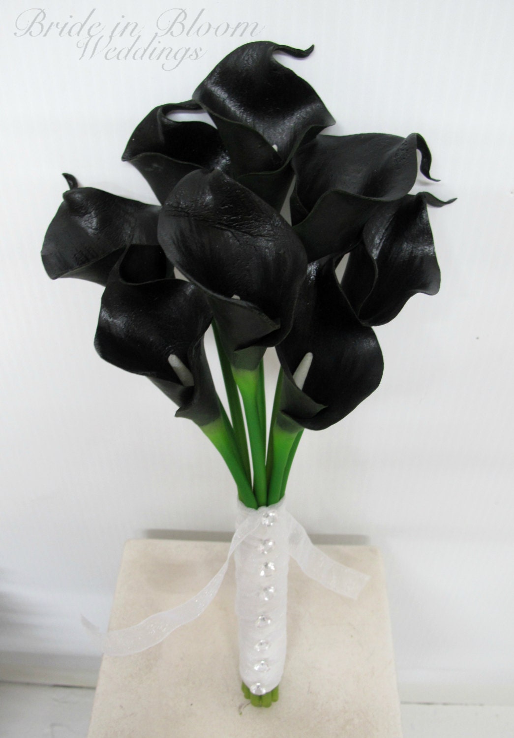 Calla lily Wedding bouquet Black real touch Bridesmaid