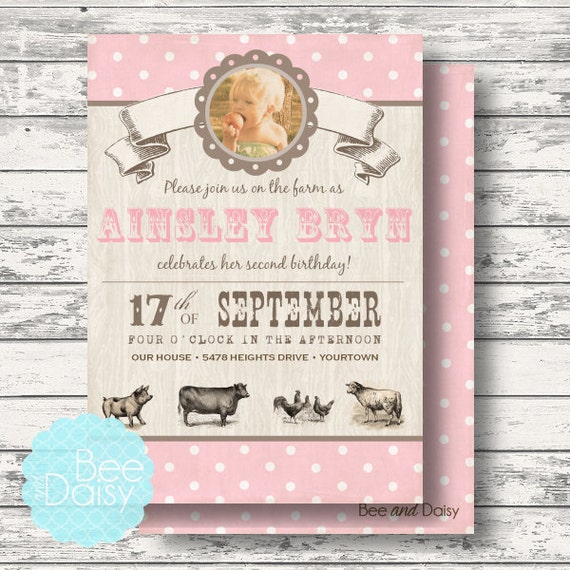 Farm Barnyard Invitation, Birthday Party Invitation, Baby Shower Invitation, Printable Digital Invite, Vintage Farm Il_570xn