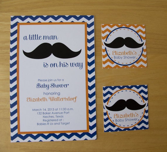 Custom Personalized Mustache Little Man Birthday or Mustache Little Man Baby Shower Invitation (Digital Print Your Own)//MU-01 Il_570xn