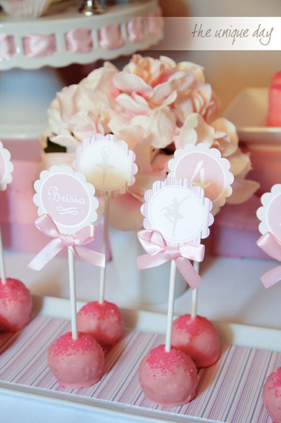 Printable Ballerina Themed Birthday Party - Cupcake Toppers - Favor Tags - Party circles // BAL-02 Il_570xn