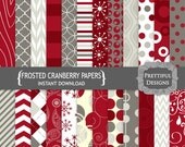 25% OFF SALE Digital Scrapbooking Papers - Frosted Cranberries Il_170x135