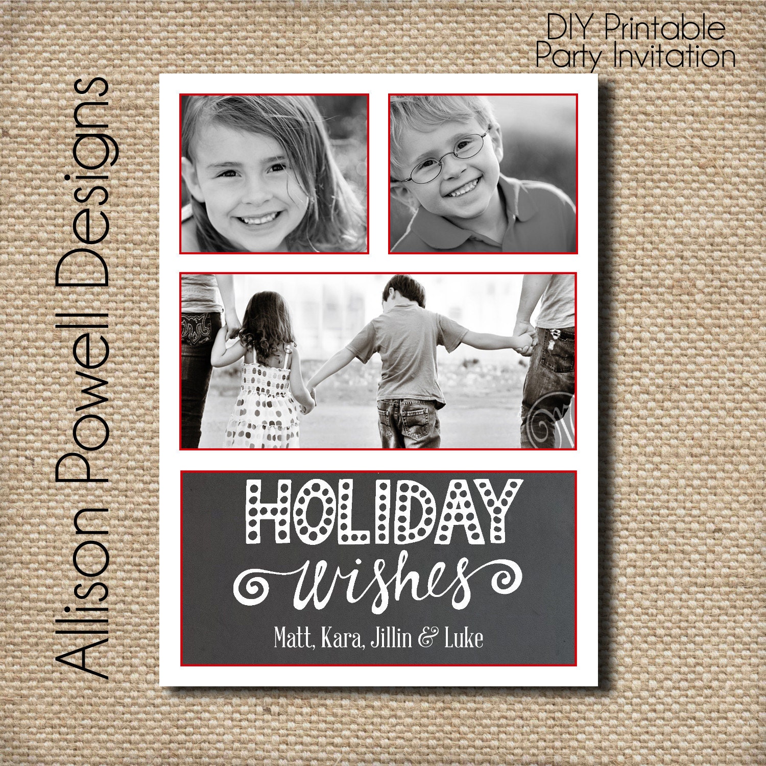 3 photo Christmas Card Holiday Wishes Photo Christmas