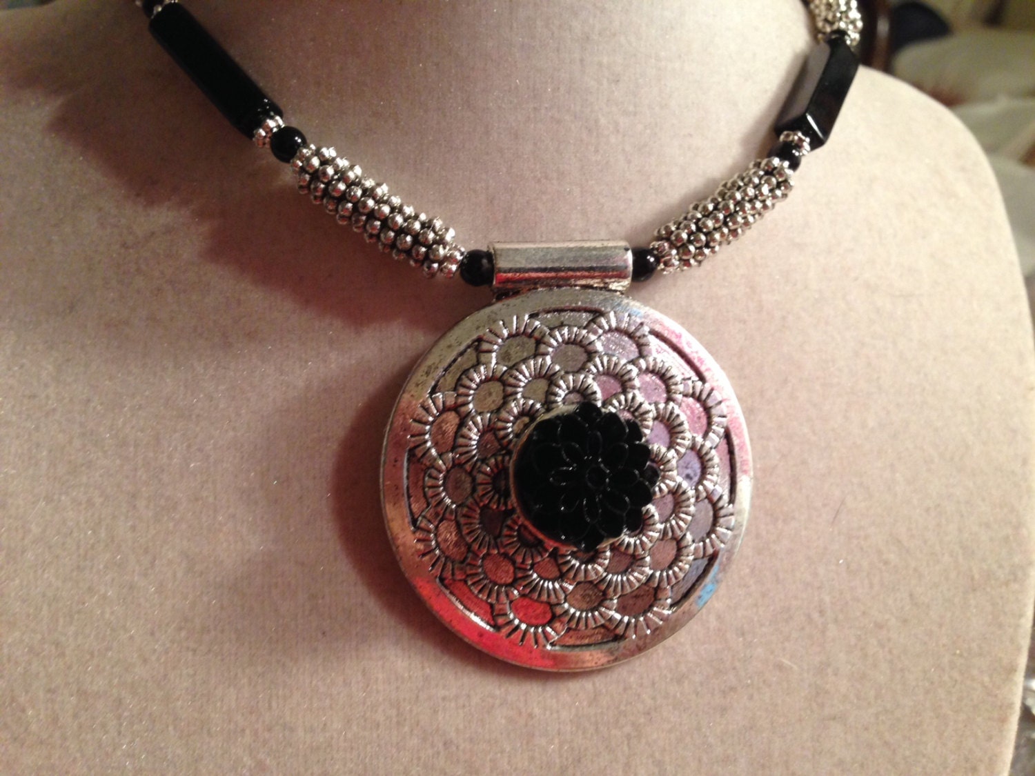 Black Necklace Silver Jewelry Pendant Jewellery Fashion