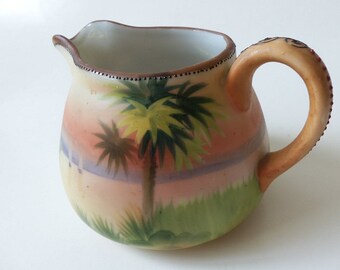 Antique Nippon Creamer ~ Palm Tree Moriage