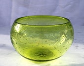 Lime Green Glass Bowl, Blown Glass, Glass Art, Glassware, Handmade, Spring, Green Glass, Hand shaped, Blown by Marianne Degener