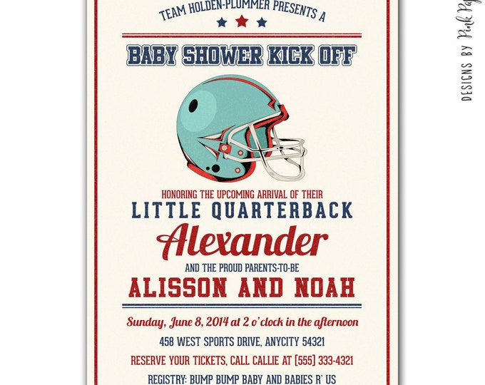 Football NFL Sports Invitation, Retro Style, I will customize for you, Print your own, Birthday, Baby Shower