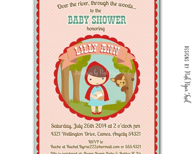 Little Red Riding Hood Party Invitation, I will customize for you, Print your own