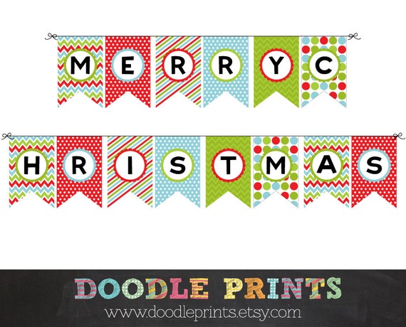Items similar to Merry Christmas Banner - Instant Download Printable ...