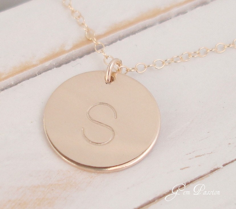 Set of 3 Personalized Gold Disc Necklace 14k Gold Filled