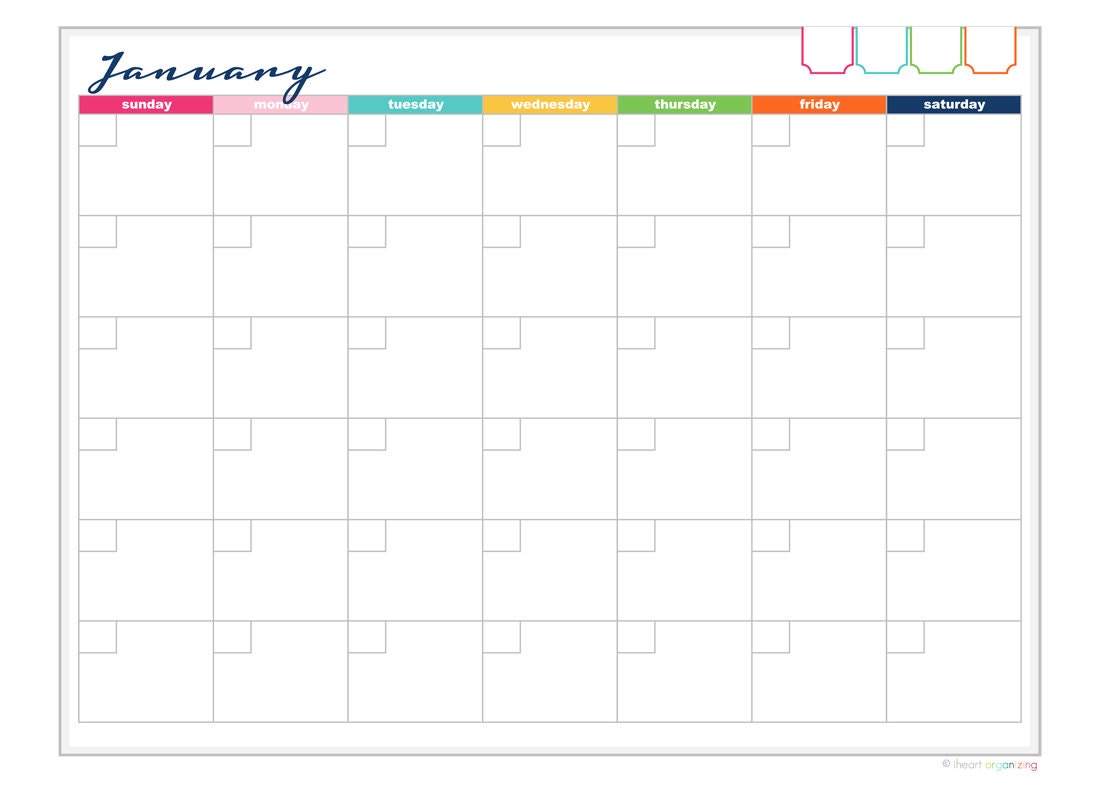 12 Month Landscape Calendar Printable INSTANT By Iheartorganizing