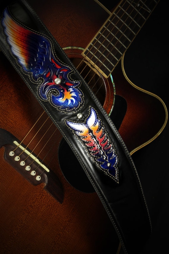 Black Guitar Strap Wide Guitar Strap by EthosCustomBrands