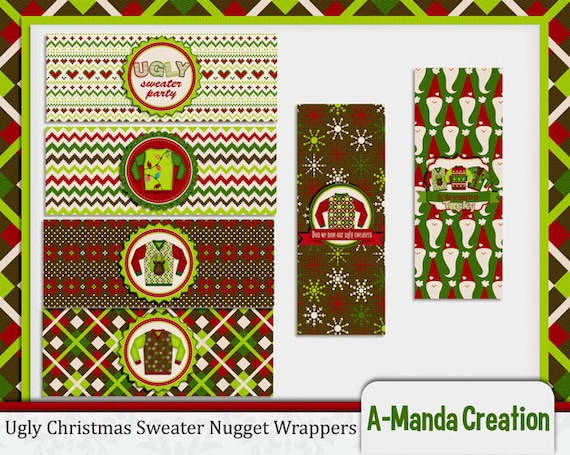 Ugly Christmas Sweater Party Printable Nugget Wrappers Il_570xn