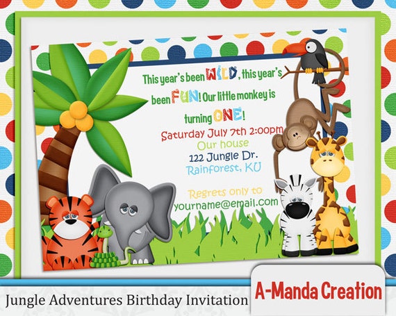 Jungle Themed Birthday Invitation Il_570xn