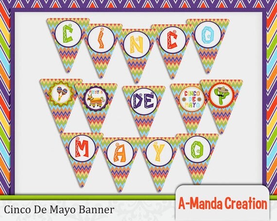 Cinco De Mayo Fiesta Banner that spells Cinco De Mayo Il_570xn