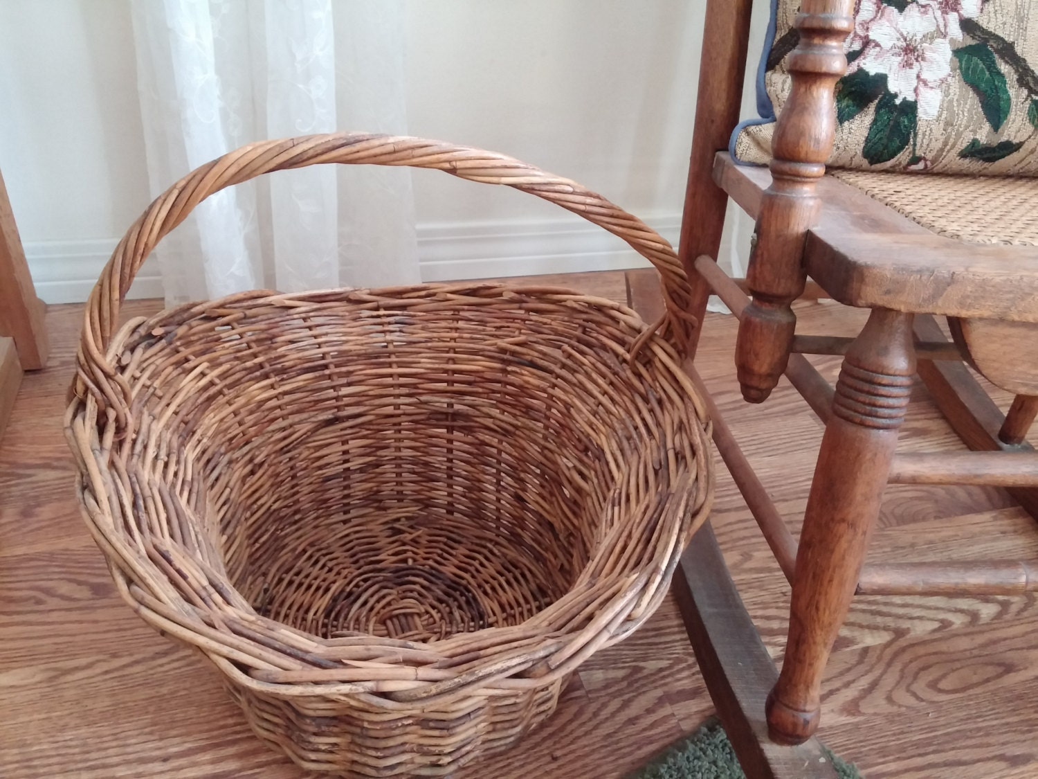 Vintage Large Wicker Flower Gathering Basket Online Vintage