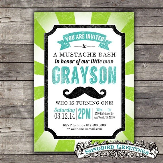 Mustache birthday invitation--customizable Il_570xn