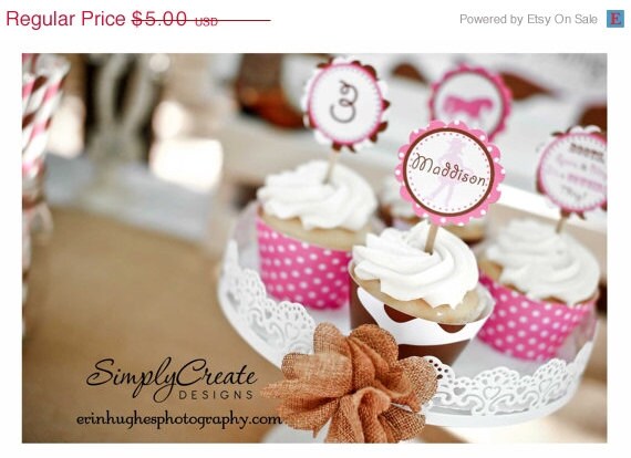 Cowgirl Cupcake Toppers DIGITAL File 8.5 x 11 Jpeg File Personalized Il_570xn