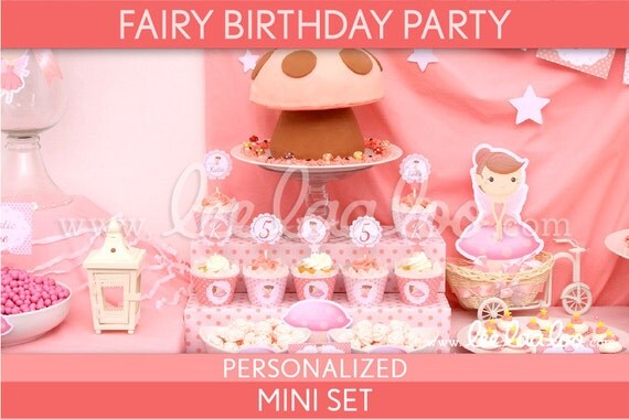 Fairy Birthday Party Package Collection Set Mini Personalized Printable // Pink Fairy - B3Pz1 Il_570xn