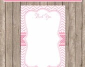 Valentines Thank You Note Card - Pink Chevron Baby Shower Printable 4x6 Thank You Note Cards- sweetheart1 INSTANT DOWNLOAD Il_170x135