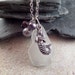 Mermaid Charm Necklace with White Scottish Sea Glass and Purple Pearls