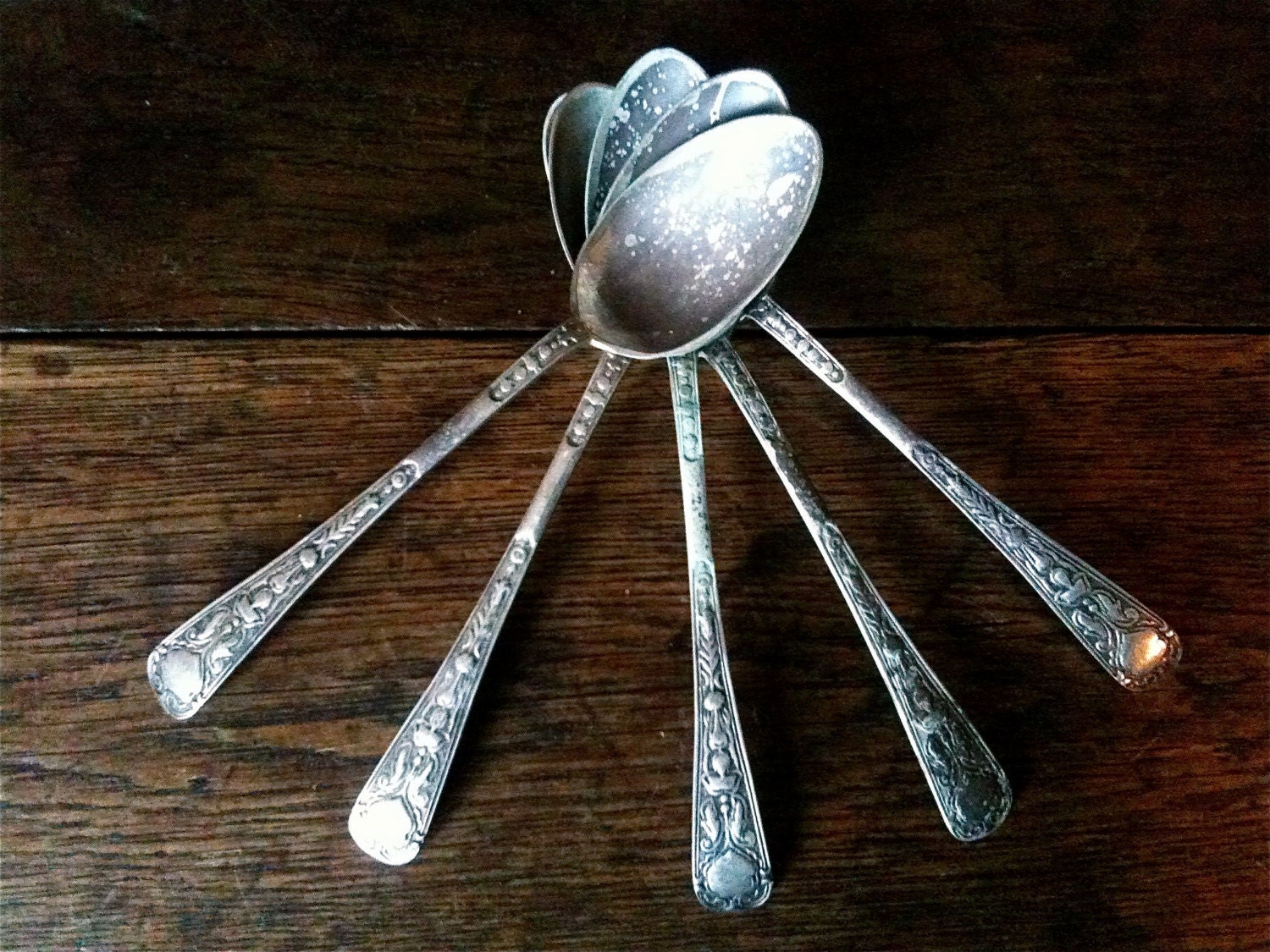 Antique English silver plated EPNS tea spoons 5 circa