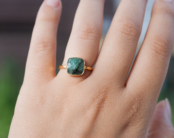 40 OFF Raw Emerald Ring May Birthstone Ring Gemstone