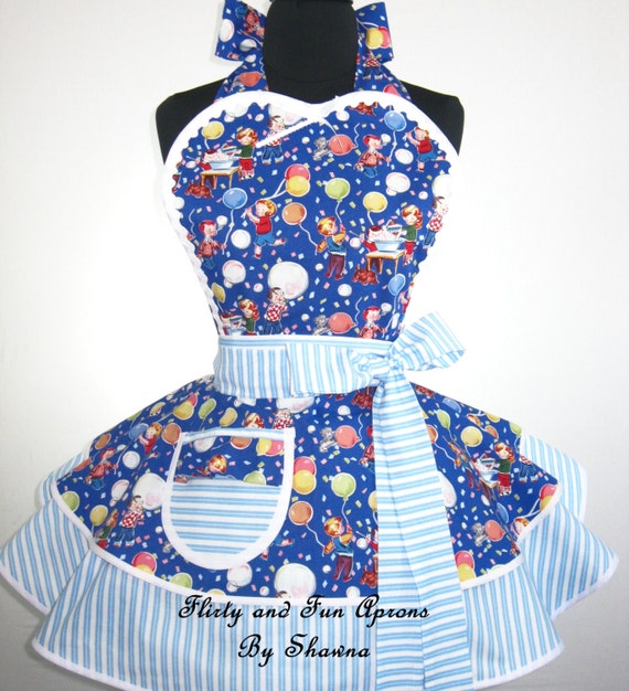 Blue Balloons and Bubbles Apron Balloon by FlirtyandFunAprons