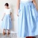 Vintage 50's SMALL// Light blue striped pocket full skirt// 60's skirt