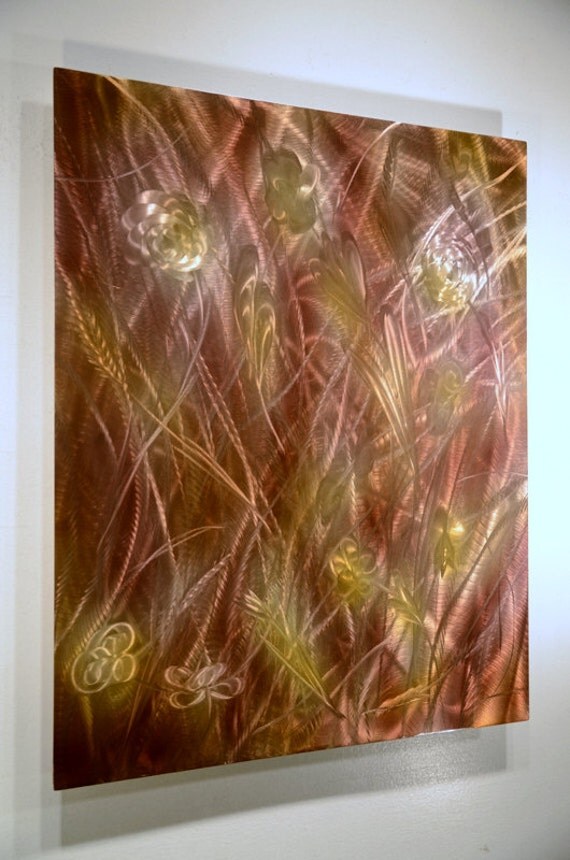 Abstract painting art METAL copper home wall decor by luboart