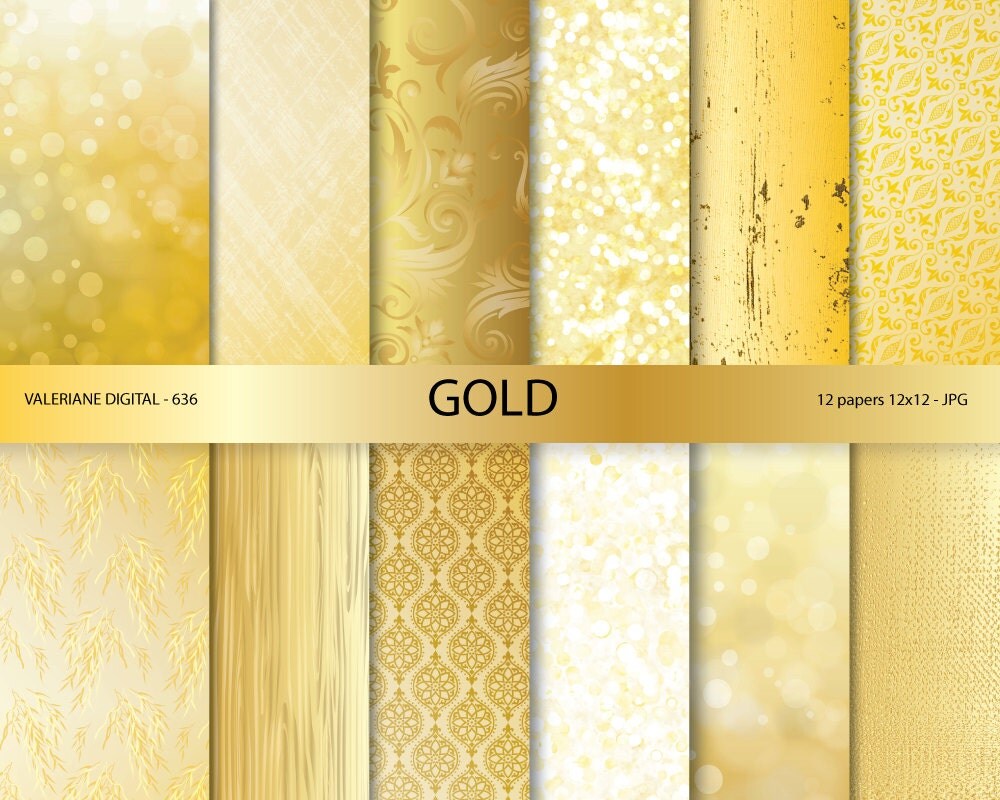 Gold digital paper gold scrapbook paper wedding gold bokeh
