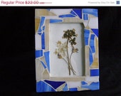 Blue, Yellow Glass Frame, 4 x 6, Mosaic, Stained Glass, Housewarming, Frame