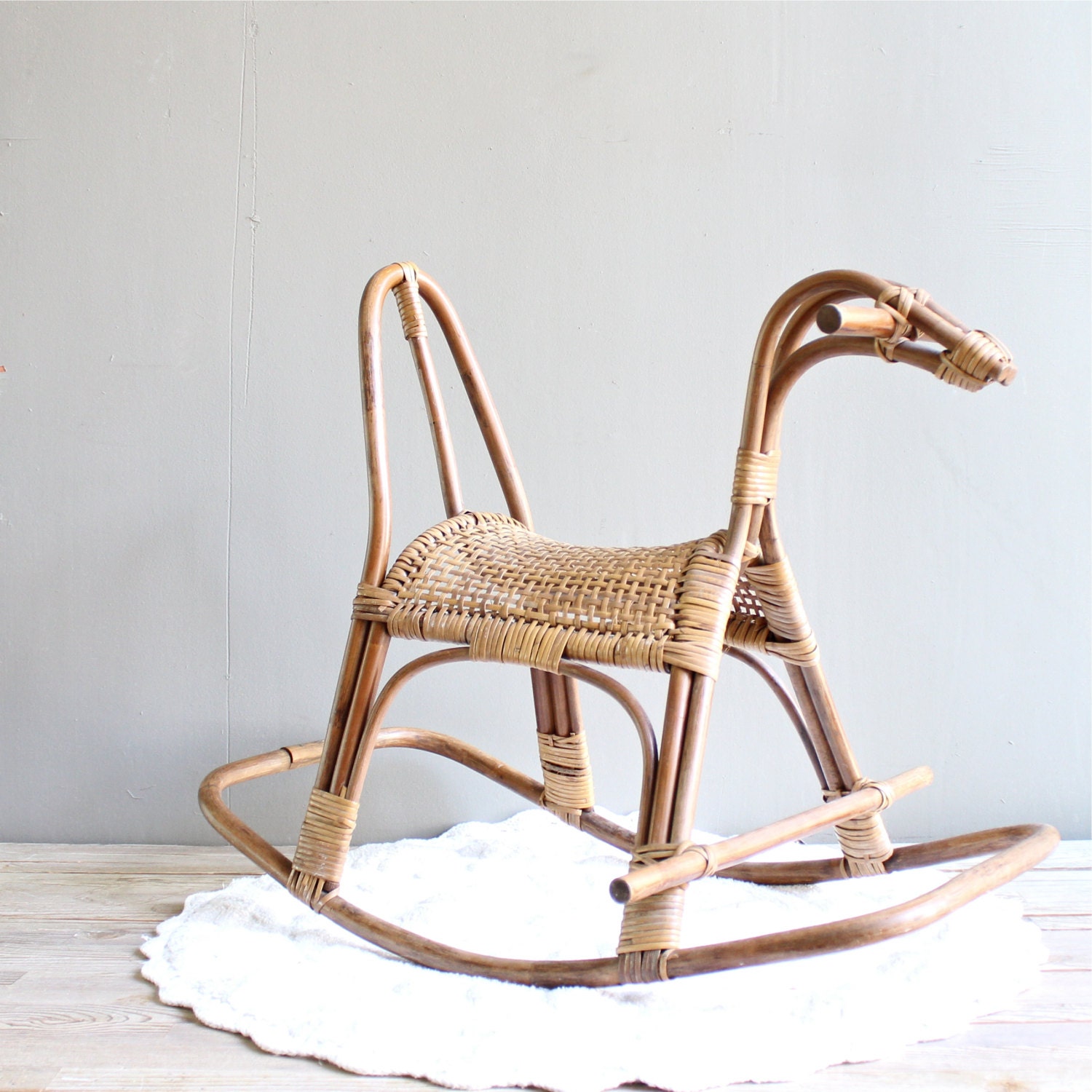 Vintage Wicker Rocking Horse