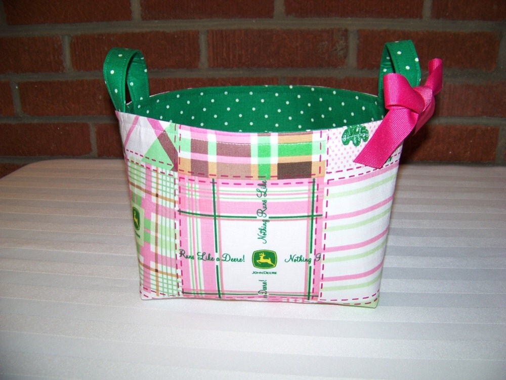 Fabric Easter Basket John Deere Pink and by HappyCatBoutique