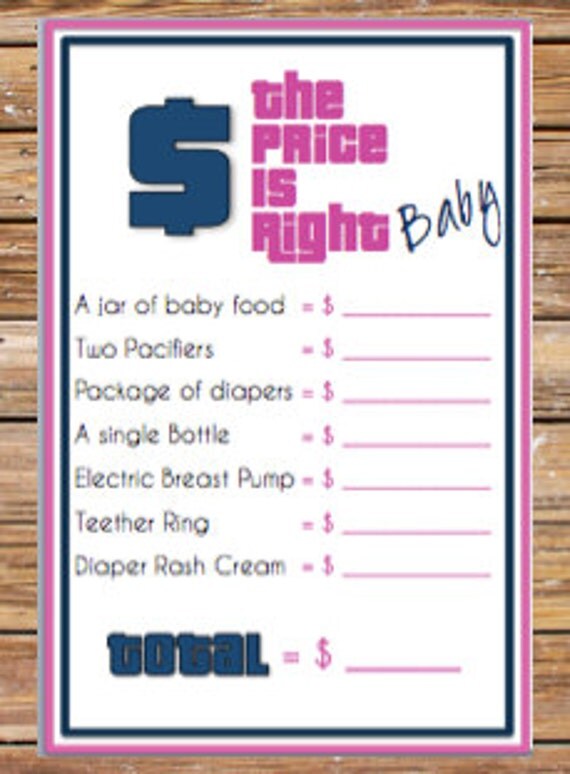 shower price the baby game guess Baby Shower Right is SweetTeaPaper The Printable Price by Game