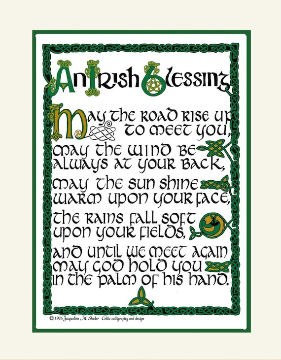 Irish Blessing with ancient Celtic hand by jacquelineoriginals