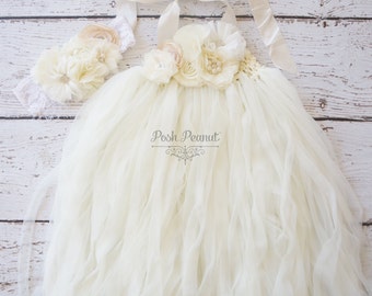 ivory tutu dress- flower girl dress- ivory flower girl dress- Rustic flower girl dress- flower girl dresses- ivory girls dress- cream dress