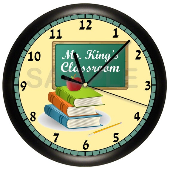 Personalized Teacher Wall Clock Classroom Gift Decor by cabgodfrey