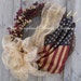 Americana Wreath, Patriotic, Fourth of July Wreath, Tea Stained Flag Wreath