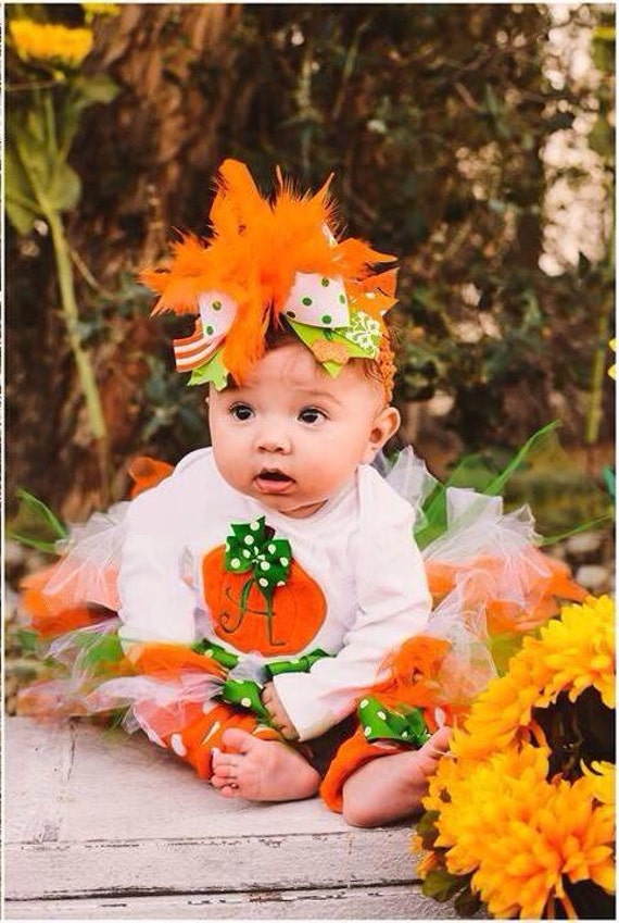 Baby Girl Pumpkin Outfit Pretty Little Pumpkin bodysuit