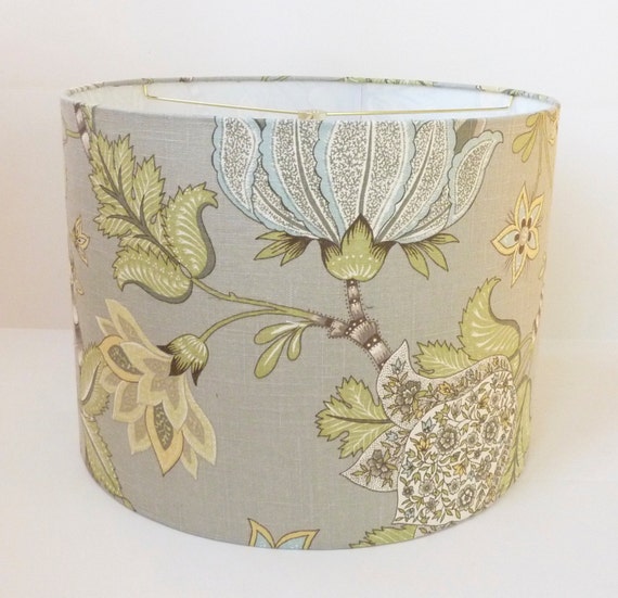 Items similar to Medium Drum Lamp shade Floral Linen on Etsy