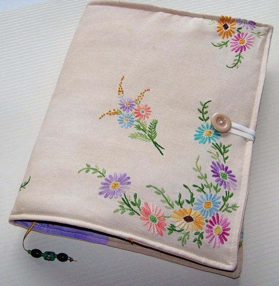 Handmade Ring Binder File cover - Heirloom Embroidery