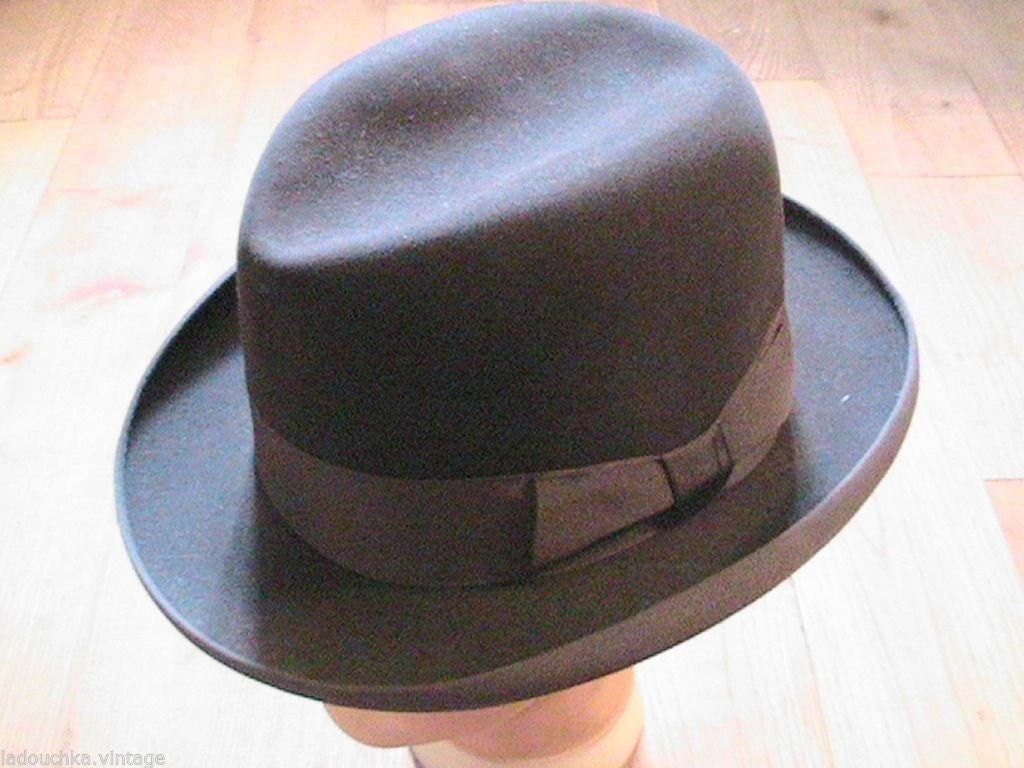 1940s Men Homburg Fedora Hat Gray & Black MADE IN by ladouchka