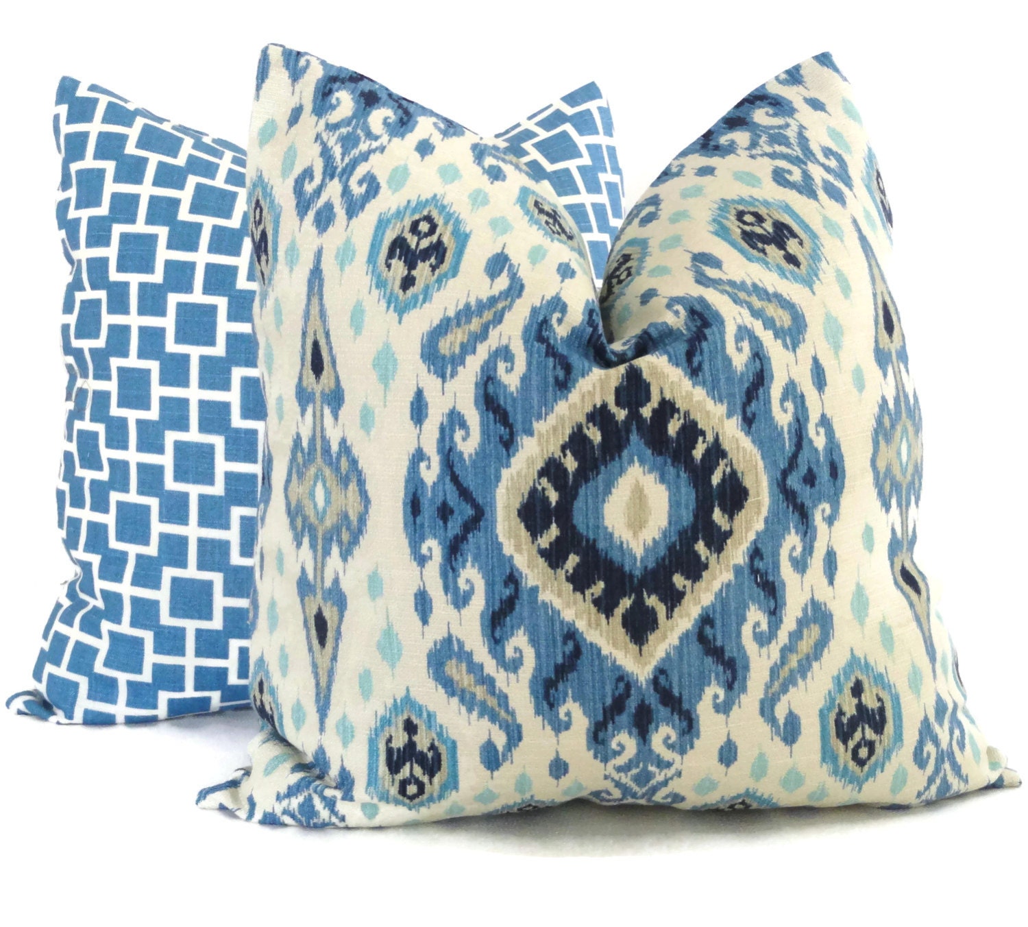 Shades of Blue Ikat Decorative Pillow Cover 18x18 20x20