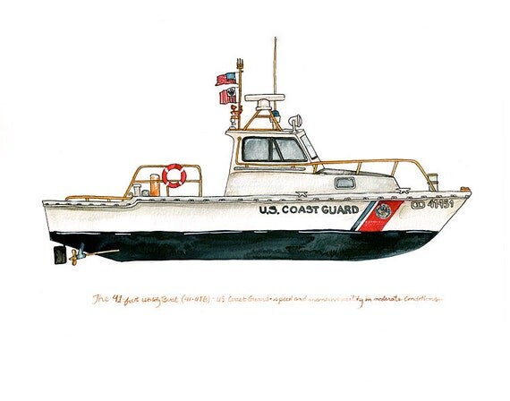 41-foot Utility Boat UTB Coast Guard watercolor print