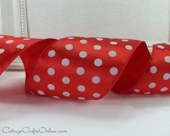 wired polka dot ribbon 4 red with white polka dots ten wired polka dot ribbon 4 red with white polka dots ten