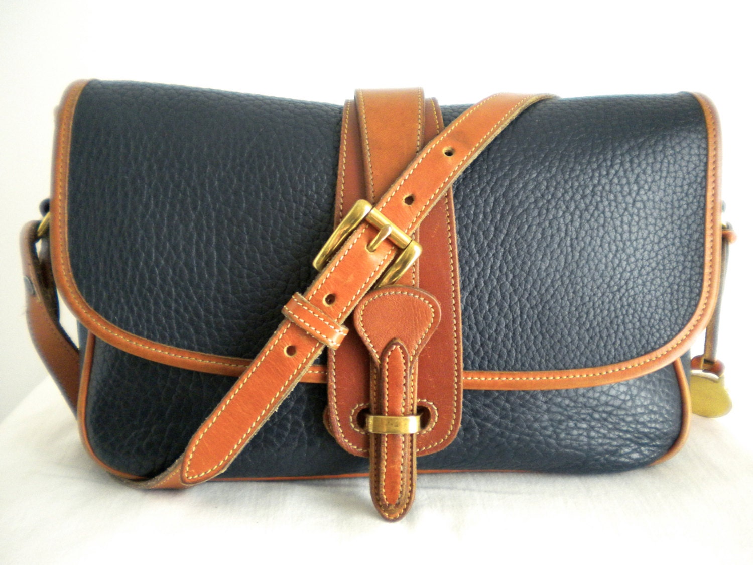 dooney and bourke navy and tan purse